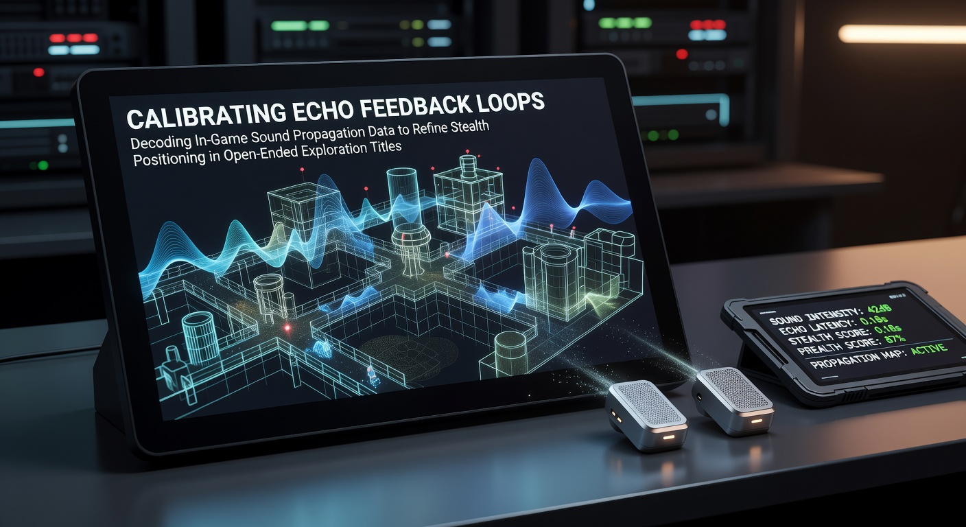 Visualization of sound wave propagation and echo patterns in a virtual open-world environment for stealth mechanics