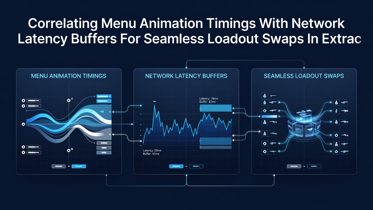 Detailed diagram of menu animation curves aligned to network buffer windows in extraction shooter development tools