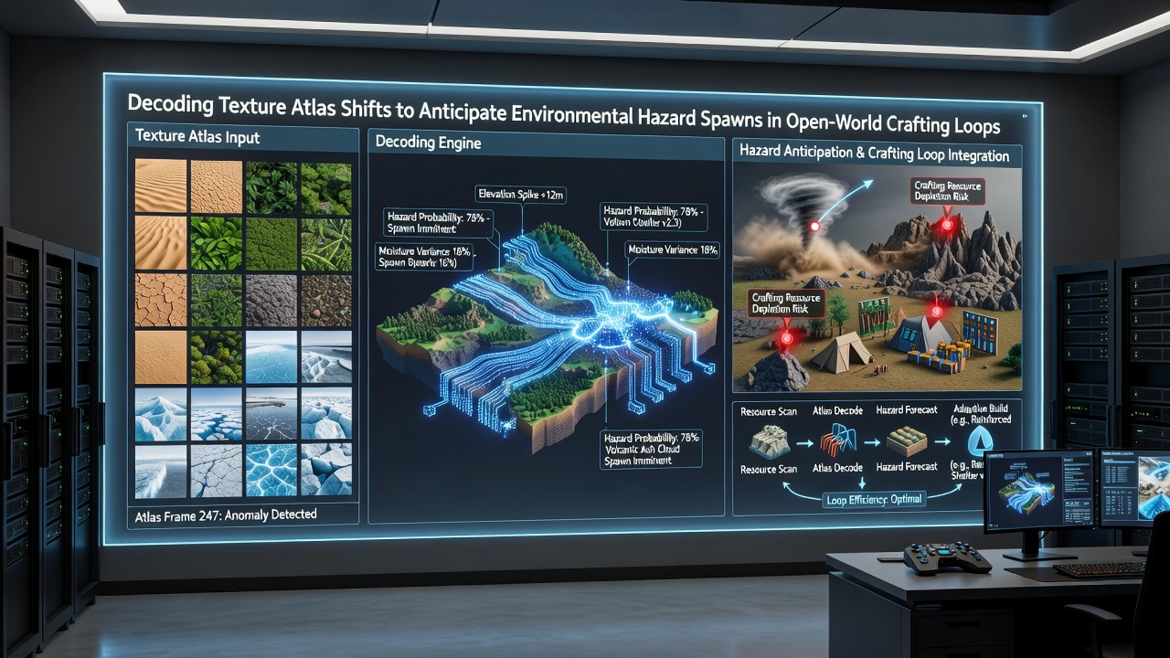 Close-up view of a texture atlas interface displaying hazard spawn indicators overlaid on an open-world map