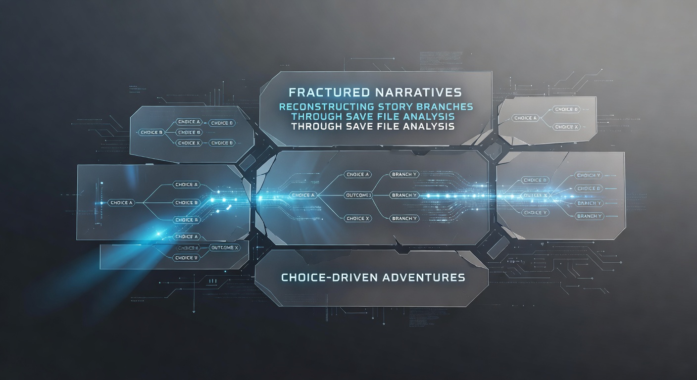 Visual representation of branching story paths reconstructed from save file data in choice-driven games