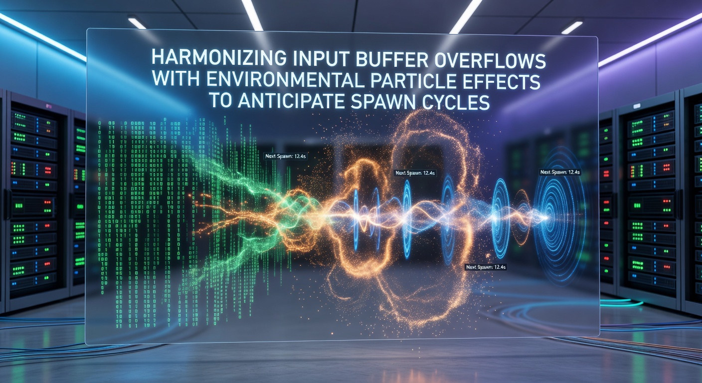 Particle density visualization overlaid on arena spawn points during a buffer overflow event