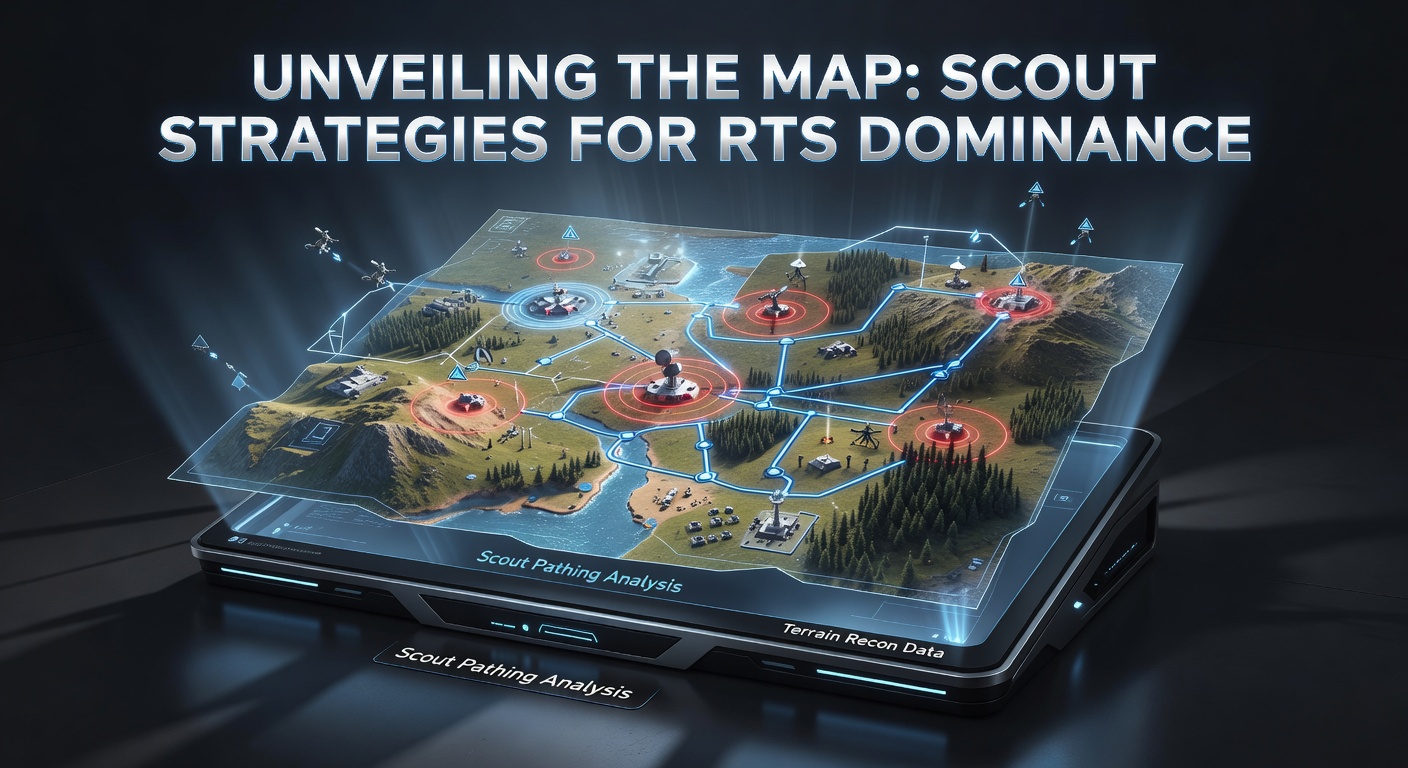 A scout unit zipping across an RTS map, revealing enemy bases and resources in real-time during an intense match